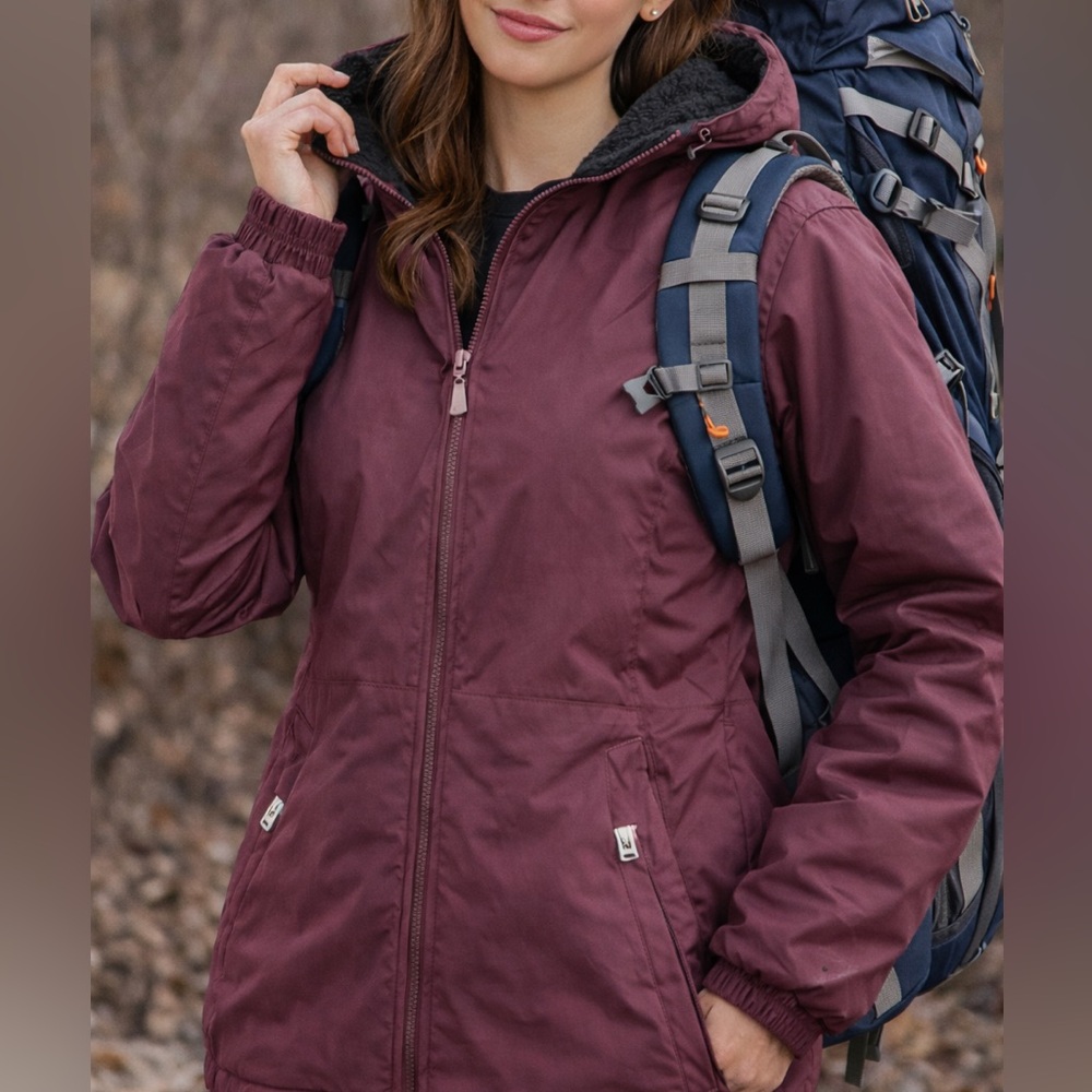 Point Zero x Nicole Benisti Plum Insulated Jacket Women’s Large Zip Front Coat